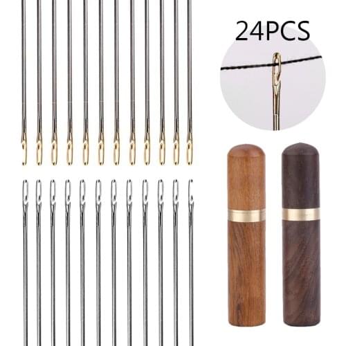 12/24pcs Blind Needle Elderly Needle-Side Hole Hand Household Sewing Stainless Steel Sewing Needless Threading Clothes Sewing