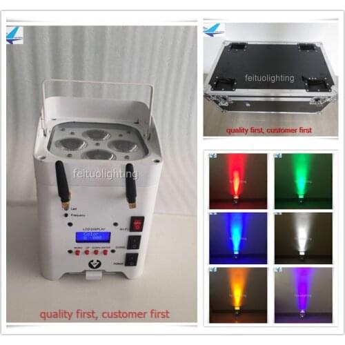 6pcs/lot Wifi Control Wireless Smart Par Uplight 4x12w RGBWA UV LED Par Stage Light Battery Wedding Uplighting with flycase