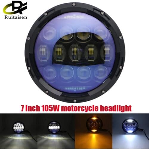 7 inch Motorcycle LED headlight 105W H4 DRL Hi/Lo Beam Angel Eye Wrangler headlight for Harley Davidson Touring Electra Glide
