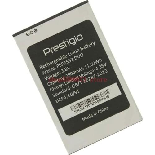 2900mAh 3.8V Battery For Prestigio Muze H3 PSP3552DUO Mobile Phone Batterie Bateria Replace Parts