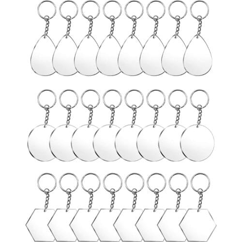 1 Set Acrylic Keychain Blanks with Key Rings Jump Rings Clear Discs Circles Set for DIY Projects Crafts