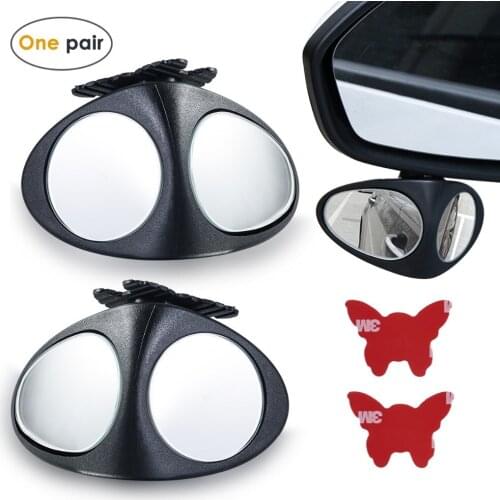 2pcs/lot Car Blind Spot Double Mirror Wide Angle 360 Rotation Adjustable HD Convex Rear View View Front Rear Wheel Safety Park