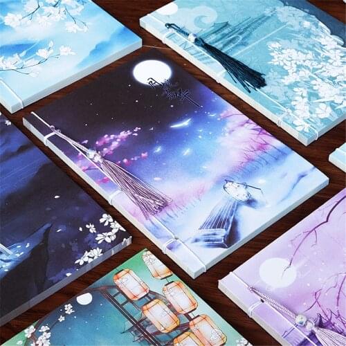 Classic Chinese Style Painting Notebook Retro Tassel Handmade Sketchbooks Notepad Journal School Dairy Supplies Stationery Gifts