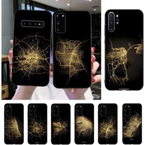 City Light Map Phone Case For Samsung S20 S10 S8 S9 Plus S7 S6 S5 Note10 Note9 S10lite