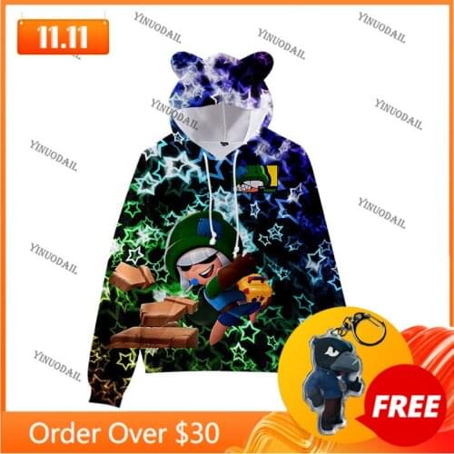 Cartoon Star Sally WEREWOLF Shark Cute Cat Ear Kids Hoodie Boys Girls Jacket Tops Teen Shoot Game Shooting 3D Sweatshirt
