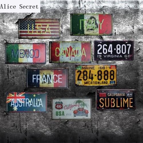 Home Decor Metal Poster Texas USA Vintage Garage Tin Signs MEXICO New York Bar Car Number License Metal Plate Plaques