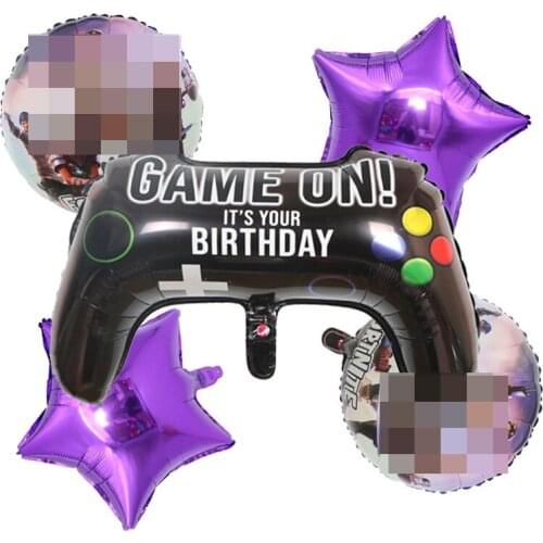 GAME ON Foil Balloon Happy Birthday Decoration Item Party Game Big Black Gamepad Boy Inflate Toy Match Props Gaming Tool Ball
