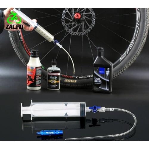 Bicycle Tubeless Tire Liquid Injection Tool Bike Tire Tubeless Sealant Injector 60ml Syringe Rubber Hose Kit For MTB Bicycle