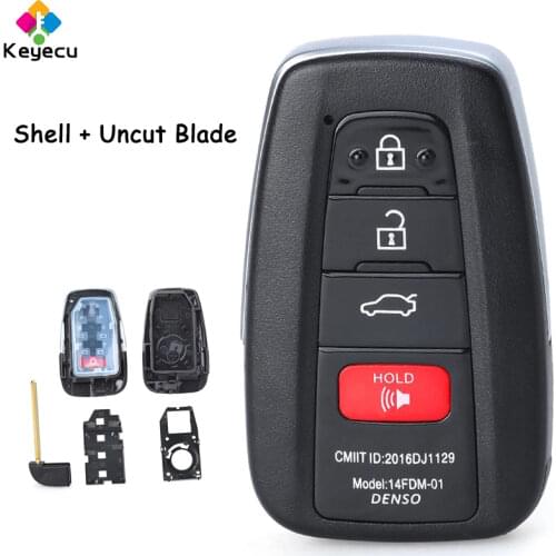 KEYECU Smart Remote Car Key Shell Case Cover Housing With Uncut Blade 4 Buttons Fob for Toyota Avalon Camry 2018 2019 2020 2021