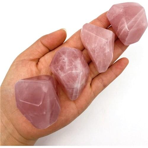 Beautiful 1PC Natural Pink Crystal Rose Quartz Crystal Palm Tumbled Irregular Stone Healing Specimen Natural Quartz Crystals