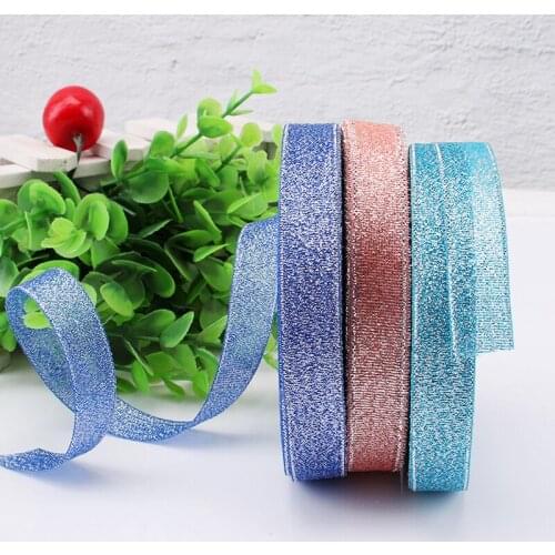 Glitter Color Onion Ribbon Christmas Wedding Decor Cake Candy Box Packaging Wrap Materials DIY Accessories 15MM 25yards Nylon