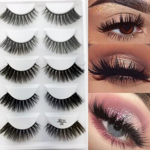 LTWEGO 5 pairs faux mink false eyelash soft fluffy makeup handmade cilios natural lashes book 3d eyelashes extension fake cils