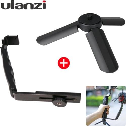 2 IN 1 Mini Tripod+L Bracket Stand With 2 Hot Shoe for Zhiyun Smooth Q 4/DJI OSMO Mobile2 /Feiyu Gimbal/BY-MM1 Microphone/Light