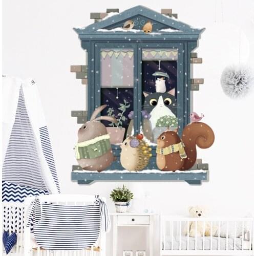 Rabbit Cartoon Wall Stickers for Baby Room Decoration Stickers Animal Child Room Decor Waterproof Vinyl Wall Decal