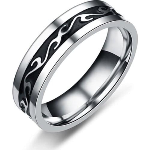 Vintage Stainless Steel Rings Men Anillos Mujer Width 6mm Unisex Boho Statement Rings Indian Jewelry