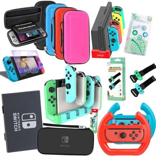 Game Accessories Set For Nintend Switch Travel Carrying Bag Screen Protectos Protective Cover Adjustable Bracelet Elastic Strap
