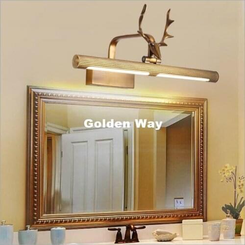 Nordic Bronze LED Wall Lamps in Bathroom with Swing Arm 44CM 64CM 85CM Long over Mirrors Sconces 110V / 220V AC Mirror Lighting
