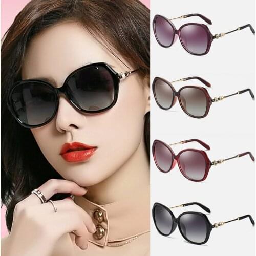 Polarized Sunglasses Ladies Big Frame Color Film Anti-Ultraviolet Lens With Diamond Design óCulos De Grau Feminino