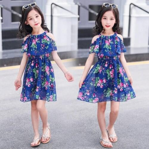 Teenage Girls Dresses Floral Off Shoulder Bohemian Beach Sundress Girls Dress Summer Children Dresses Costume 6 8 9 10 12 Years