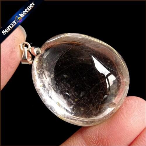 Natural Stones Rutilated Quartz Pendant Hair Crystal Free Necklace Mineral Specimen Garden Crystal Quartz Jewelry Energy PS071