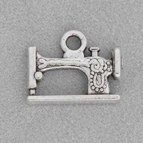RAINXTAR Antique Silver Color Alloy Sewing Machine Charms For Mothers Day 15*19mm 10pcs AAC289