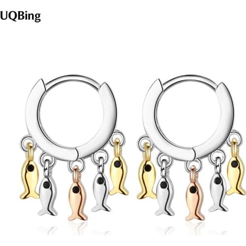 Luxury Women 925 Sterling Silver Mix Color Fish Tassel Earrings On Clip Ear Women Jewelry Gifts