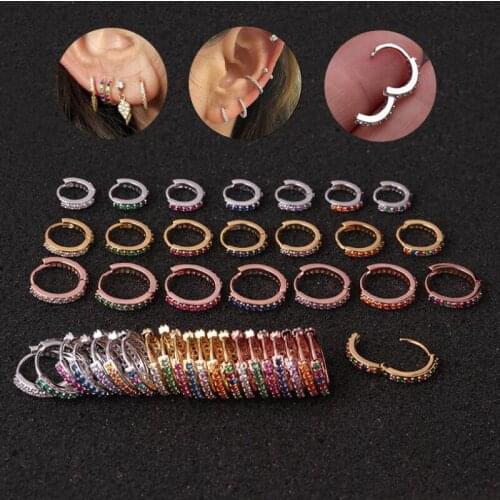 6 8 10mm Colorful Zircon Rose Gold Cartilage Nose Ear Clip Body Jewelry Earring Piercing Jewelry for Women Ladies