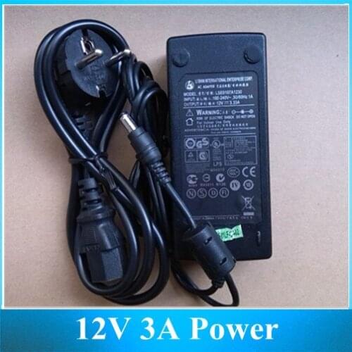 Power surpply DC 12V 3A 36W Adapter transformer EU/AU/UK/US plug Power Cord 50PCS