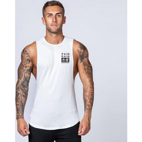 Workout Singlets Gym Cotton Fitness Mens Tank Top Vest Muscle Sleeveless Sportswear Undershirt Stringer Clothing Bodybuilding