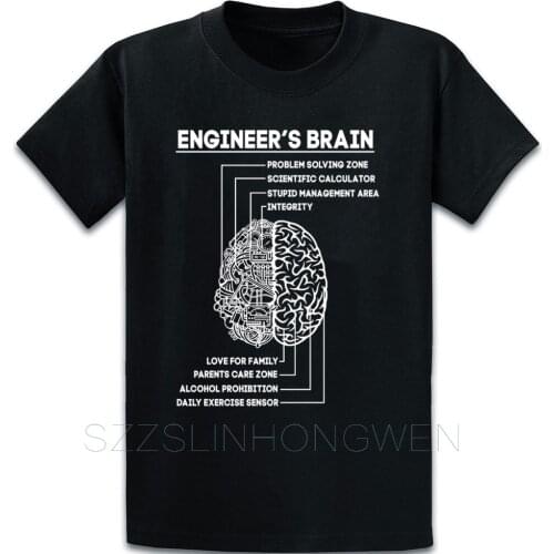 Engineer Brain Funny Engineering T Shirt Original Crazy Round Collar Create Breathable Costume Cotton Spring Shirt