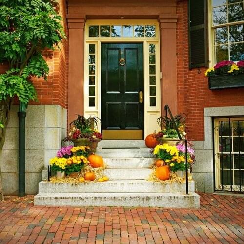 Autumn villa gate flower decoration photo background vinyl Fotografia photography backdrops for photographer studio props HA-291