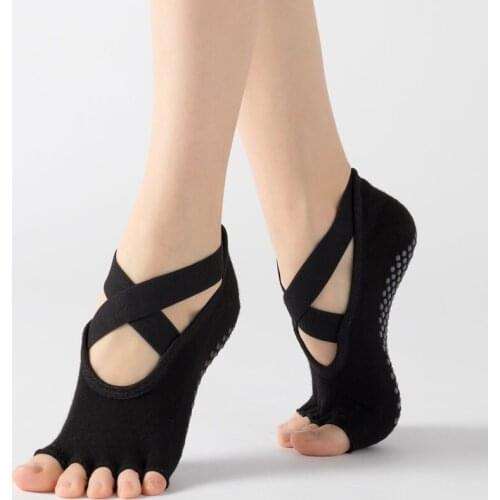 Women Bandage Yoga Socks Anti-Slip Quick-Dry Silicone Gym Pilates Ballet Socks Fitness Sport Socks Cotton Breathable Elasticity