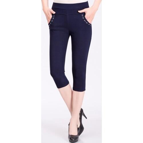 2020 Summer Pants Korean Style Women Fashion High Waist Casual Stretch Skinny Capris Plus Size Ladies Solid Color Pencil Pants