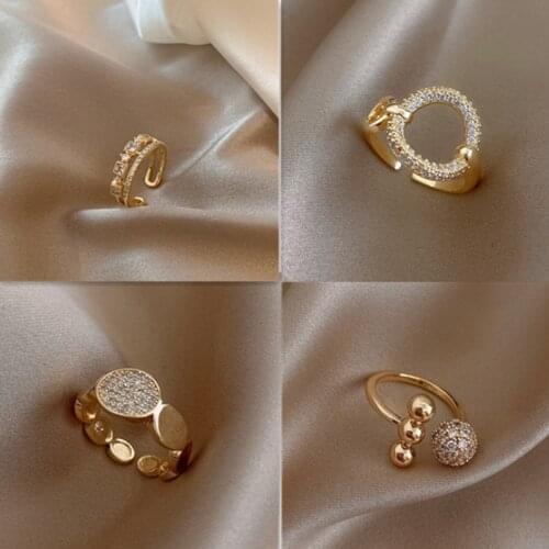 Fashion Ring Female Light Luxury Design Double Zircon Opening Adjustable Rings for Women Personality Trendy Luxury Jewelry Gifts