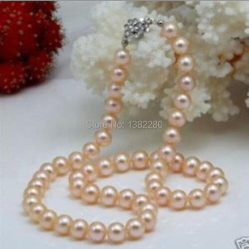 Discounts!8-9mm Pink pearl necklace 18inch DIY handmade women fashion jewelry making design gfit wholesale and retail