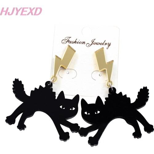 1pair) HP042- Lightning Dangel Earrings Black Cat Halloween Acrylic Earrings