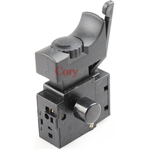 1PC FA2-6/1BEK Black 6A 250V 5E4 Lock Button Control Trigger Switch Direction Change Lever,Speed Adjusting Knob Pushbutton CZYC