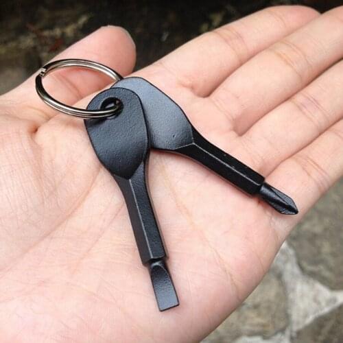 10set stainless steel key Shape Mini Slotted Phillips Screwdriver Keychain Pocket Repair Tool EDC Multifunction Screwdriver J071