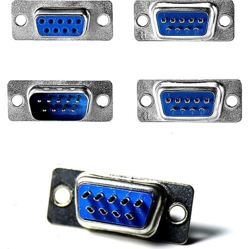 10PCS RS232 DB9 Connector Serial VGA 9 Pin Female 2 Rows Solder Type Plug D-SUB Male Plug Socket Connector