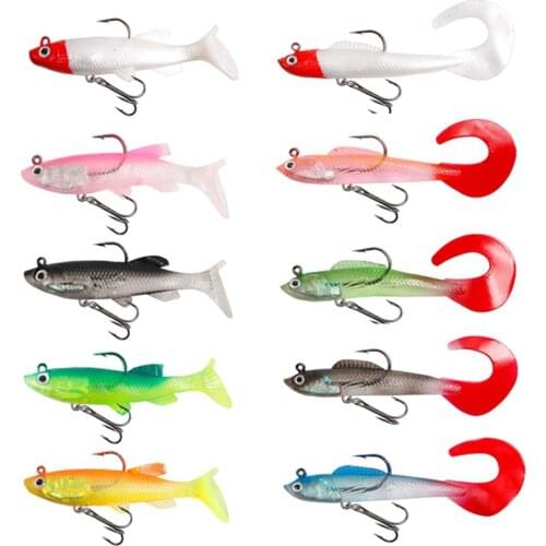 10PCS PVC Material Fishing Lure Soft Bait 9-12.5G High Simulation Perch Bait Fishing Tackle Integrated Rotating Fishing Hook Set