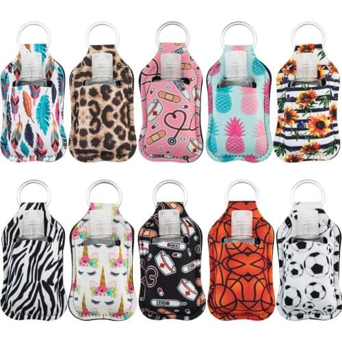 2Set 30ml Refillable Bottles Travel Hand Sanitizer Bottles Cosmetic Container with Keychain Holder with Bottle Cover Party Gift