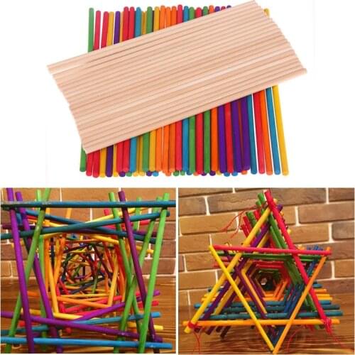 50/100pcs Colorful Wooden Counting Sticks DIY Kids Handwork Art Crafts Toys Mold Maker Ice Cream Popsicle Sticks Lollipop Stick