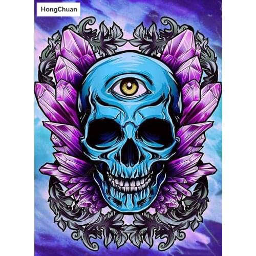 5D Diamond Painting Full Square/Round Diamond Embroidered Three-eye Skull Handmade Rhinestone DIY Mosaic Home Decoration Gift