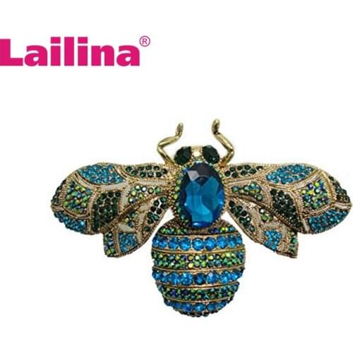 4inches 50pcs/lot Crystal rhinestone large bee brooch pin