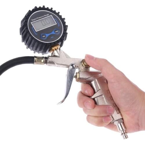 Digital Tire Inflator with Pressure Gauge , Hose and Chuck Clip for Car Motorcycle Bike