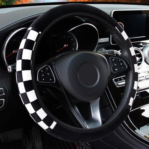 FORAUTO Plush Fabric Car Steering Wheel Cover Auto Decoration Auto Steering Covers Diameter 38cm Car-styling Car Accessories