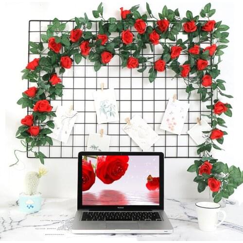 9 to 69 Heads Artificial Romantic Silk Tea Rose Flower Vine for Home Wedding Garden Arch Peony Garland Fake Flowers decoration