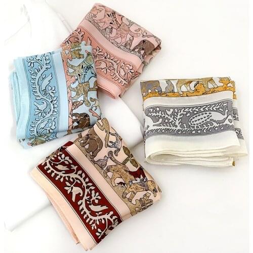 KOI LEAPING New fashion 100% silk flowers forest scarf for ladies houndstoot printing scarf headscarf Variety professional shawl