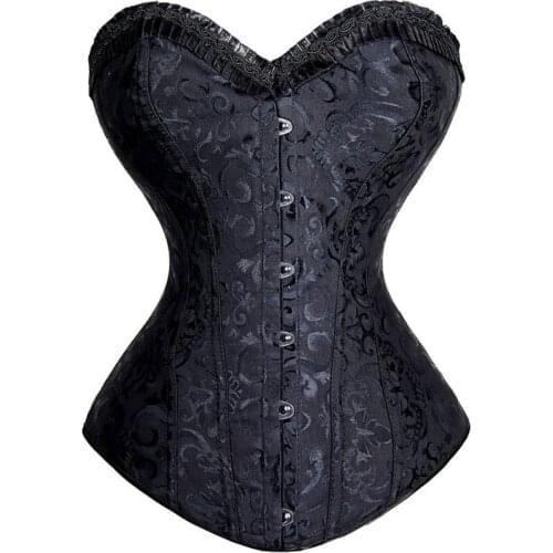 Overbust Corset Plus Size Sexy Corselet Corsets and Bustiers Top Waist Trainer Body Shaper Black Gothic Lingerie Women Shapewear