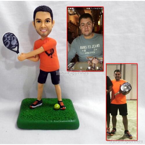 Polymer clay doll Custom tennis player Wedding Anniversary Gifts parents Gifts Custom keychain Gifts wedding cake topper decor